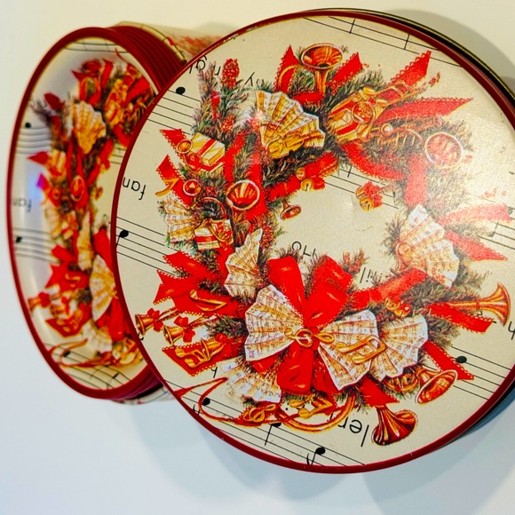 Vintage Coasters Christmas Holiday Home Decor Drinkware Barware Red Wreath Bows - Picture 6 of 16